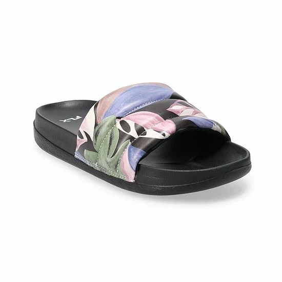 FLX Relay Women's Comfort Slide Sandals Black Leaves FLX Relay Women's Comfort Slide Sandals Black Leaves -FLX stop unnamed file 1040