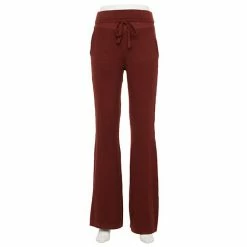 Women's FLX Ribbed High-Waisted Flared Sweater Pants Chic Burgundy -FLX stop unnamed file 1142