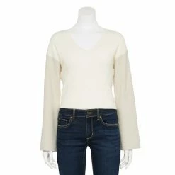 Women's FLX Ribbed Open-Back V-Neck Sweater Chic Burgundy -FLX stop unnamed file 1172