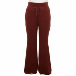 Plus Size FLX Ribbed High-Waisted Flared Sweater Pants Chic Burgundy -FLX stop unnamed file 1278
