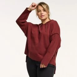 Plus Size FLX Hooded High-Low Sweater Chic Burgundy -FLX stop unnamed file 1308