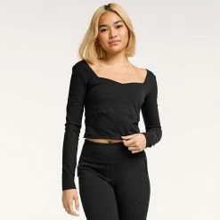 Women's FLX Affirmation Sweetheart Neckline Crop Top Mineral Black
