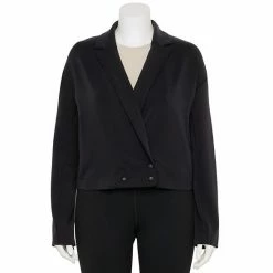 Plus Size FLX Double-Breasted Crop Blazer Sand Trap 5 Plus Size FLX Double-Breasted Crop Blazer Sand Trap -FLX stop unnamed file 1363