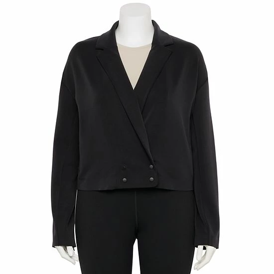 Plus Size FLX Double-Breasted Crop Blazer Sand Trap Plus Size FLX Double-Breasted Crop Blazer Sand Trap -FLX stop unnamed file 1363