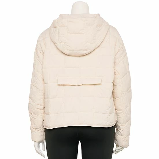 Plus Size FLX Quilted Packable Pullover Jacket Black White 4 Plus Size FLX Quilted Packable Pullover Jacket Black White - Image 2