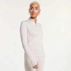 Women's FLX Balance Ribbed Quarter-Zip Mockneck Top Plum Pie -FLX stop unnamed file 137