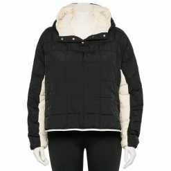Plus Size FLX Quilted Packable Pullover Jacket Black White 11 Plus Size FLX Quilted Packable Pullover Jacket Black White -FLX stop unnamed file 1372