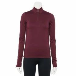 Women's FLX Balance Ribbed Quarter-Zip Mockneck Top Plum Pie -FLX stop unnamed file 139