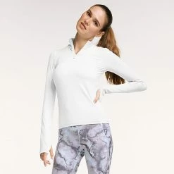 Women's FLX Balance Ribbed Quarter-Zip Mockneck Top Plum Pie -FLX stop unnamed file 140