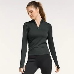 Women's FLX Balance Ribbed Quarter-Zip Mockneck Top Plum Pie -FLX stop unnamed file 141