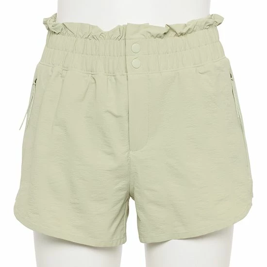 Women's FLX High-Waisted Paperbag-Waist Shorts Mint Crackle 8 Women's FLX High-Waisted Paperbag-Waist Shorts Mint Crackle - Image 6