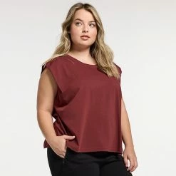 Plus Size FLX Restore Shoulder-Tuck Sleeveless Top Chic Burgundy