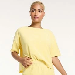 Women's FLX Boxy Terry Cloth Top Lemon Sorbet -FLX stop unnamed file 1570