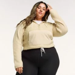 Plus Size FLX Hooded Half-Zip Mixed-Media Pullover Sand Trap -FLX stop unnamed file 1674