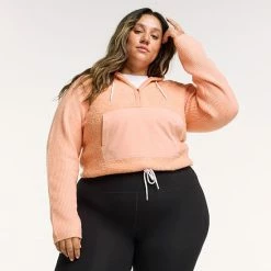 Plus Size FLX Hooded Half-Zip Mixed-Media Pullover Sand Trap -FLX stop unnamed file 1675