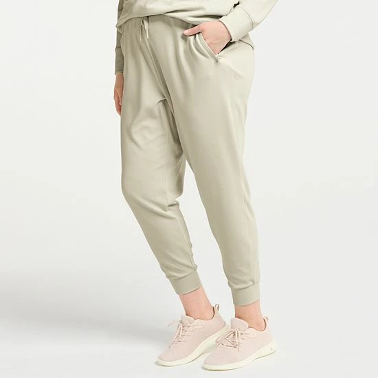 Plus Size FLX Banded-Bottom High-Waisted Waffle Joggers Sand Trap Plus Size FLX Banded-Bottom High-Waisted Waffle Joggers Sand Trap -FLX stop unnamed file 1690