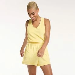 Women's FLX Terry Cloth Romper Lemon Sorbet -FLX stop unnamed file 1700