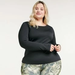 Plus Size FLX Balance Ribbed Crewneck Fitted Tee Midnight Flood -FLX stop unnamed file 1709