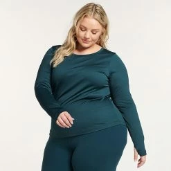 Plus Size FLX Balance Ribbed Crewneck Fitted Tee Midnight Flood -FLX stop unnamed file 1711