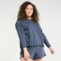 Plus Size FLX Cinched-Hem Popover Top Grape Fondant -FLX stop unnamed file 1737