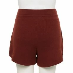 Plus Size FLX Ribbed High-Waisted Sweater Shorts Chic Burgundy -FLX stop unnamed file 1746
