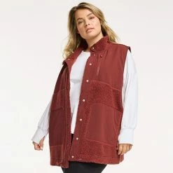 Plus Size FLX Boucle Mixed-Media Vest Plum Sherry