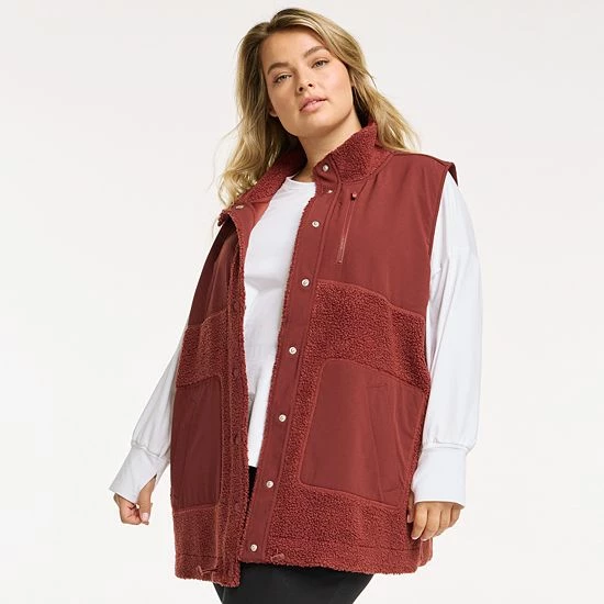 Plus Size FLX Boucle Mixed-Media Vest Plum Sherry Plus Size FLX Boucle Mixed-Media Vest Plum Sherry -FLX stop unnamed file 175