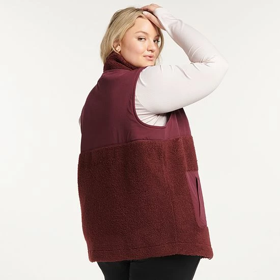 Plus Size FLX Boucle Mixed-Media Vest Plum Sherry Plus Size FLX Boucle Mixed-Media Vest Plum Sherry -FLX stop unnamed file 176