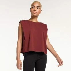 Women's FLX Restore Shoulder-Tuck Sleeveless Top Chic Burgundy -FLX stop unnamed file 1760
