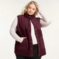 Plus Size FLX Boucle Mixed-Media Vest Plum Sherry 4 Plus Size FLX Boucle Mixed-Media Vest Plum Sherry -FLX stop unnamed file 177
