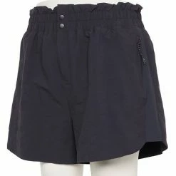 Plus Size FLX High-Waisted Paperbag-Waist Shorts Mineral Black -FLX stop unnamed file 1776