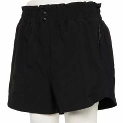 Plus Size FLX High-Waisted Paperbag-Waist Shorts Mineral Black -FLX stop unnamed file 1777