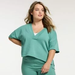 Plus Size FLX Deep V-Neck Oversized Top Gulf Island 8 Plus Size FLX Deep V-Neck Oversized Top Gulf Island -FLX stop unnamed file 1789