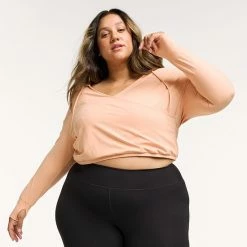 Plus Size FLX Surplice Lightweight Hoodie Chic Burgundy -FLX stop unnamed file 1804