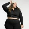 Plus Size FLX Quarter-Zip Crop Mockneck Jacket Mineral Black -FLX stop unnamed file 1818
