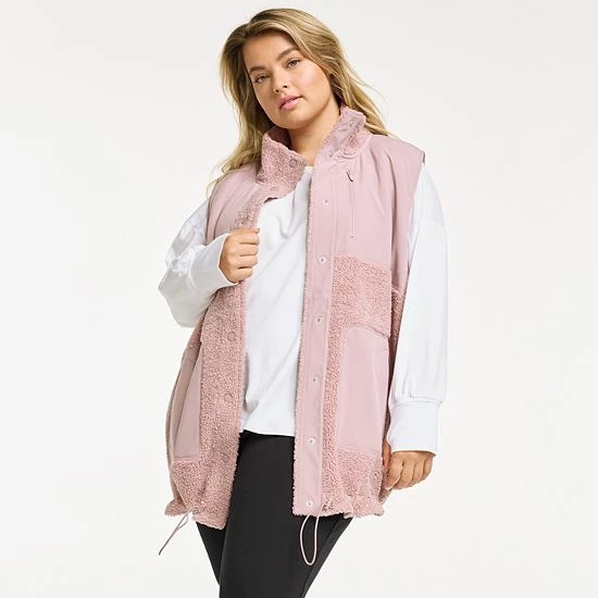 Plus Size FLX Boucle Mixed-Media Vest Plum Sherry Plus Size FLX Boucle Mixed-Media Vest Plum Sherry -FLX stop unnamed file 185