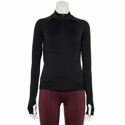 Women's FLX Ascent Quarter-Zip Mockneck Compression Top Mneral Black -FLX stop unnamed file 1948