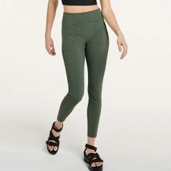 Women's FLX Mixed-Media High-Waisted Leggings With Zip Pockets Midnight Flood