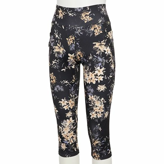 Women's FLX Ascent High-Waisted Capri Leggings Pitch Black Floral Women's FLX Ascent High-Waisted Capri Leggings Pitch Black Floral -FLX stop unnamed file 1990