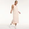 Women's FLX Front-Zipper Racerback Midi Dress Leisure Beige -FLX stop unnamed file 2089