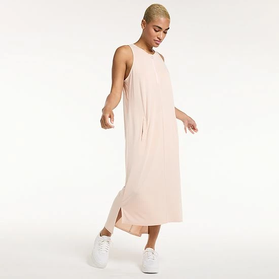 Women's FLX Front-Zipper Racerback Midi Dress Leisure Beige Women's FLX Front-Zipper Racerback Midi Dress Leisure Beige -FLX stop unnamed file 2090