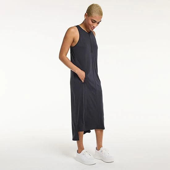 Women's FLX Front-Zipper Racerback Midi Dress Leisure Beige Women's FLX Front-Zipper Racerback Midi Dress Leisure Beige -FLX stop unnamed file 2092