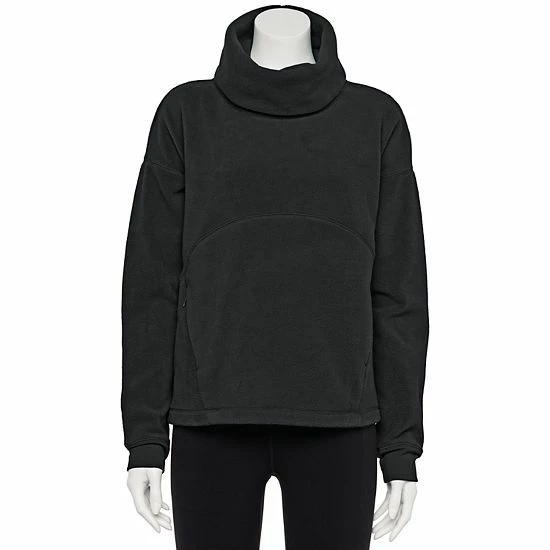 Women's FLX Funnel Neck Velour Pullover Mineral Black 6 Women's FLX Funnel Neck Velour Pullover Mineral Black - Image 4