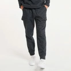 Men's FLX Comfort Fleece Cargo Joggers Black Steam Heather -FLX stop unnamed file 2160