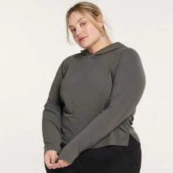 Plus Size FLX Side Slit Lightweight Hoodie Chaz Gray -FLX stop unnamed file 2163