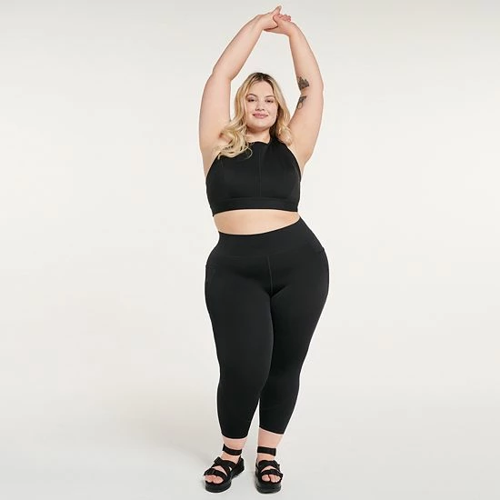 Plus Size FLX Ascent High-Waisted Capri Leggings Black Plus Size FLX Ascent High-Waisted Capri Leggings Black -FLX stop unnamed file 2193
