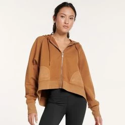 Women's FLX Embrace Fleece Boxy Zip-Up Hoodie Sand Trap -FLX stop unnamed file 2203