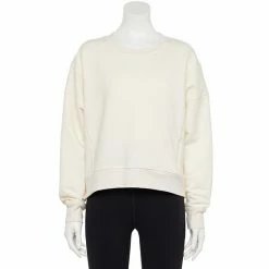 Women's FLX Embrace Crewneck Sweatshirt Ivory Silk -FLX stop unnamed file 2233