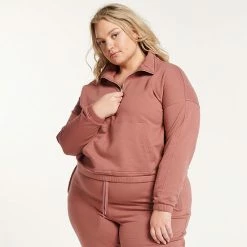 Plus Size FLX Embrace Quarter-Zip Sweatshirt Petalwood -FLX stop unnamed file 2250