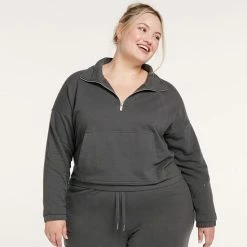 Plus Size FLX Embrace Quarter-Zip Sweatshirt Petalwood -FLX stop unnamed file 2252